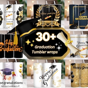 30+ Senior 2024 Tumbler Wrap Bundle, 20oz Class of 2024 Tumbler Wrap PNG, Graduation Tumbler Sublimation, Black Girl Graduation, Floral Cap