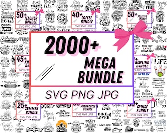 2000+ Mega SVG-Bundle, svg-Bundle für Cricut, T-Shirt-Design SVG, Silhouette Schnittdateien, Clipart, Cricut & Silhouette, digitaler Download
