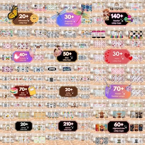 Puede incluir: Una colecci&oacute;n de varios vasos Libby con diferentes dise&ntilde;os, incluyendo mariposas, lib&eacute;lulas, corazones y patrones florales. Algunas tazas presentan texto como "Mam&aacute;", "Maestra" y "Mejor Mam&aacute; de la Historia". La imagen tambi&eacute;n muestra el n&uacute;mero de tazas disponibles.