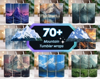 Bergen bundel Tumbler Wraps, 20oz mager Tumbler sublimatie naar berg PNG, 3D berglandschap 20oz bergwaterval Tumbler