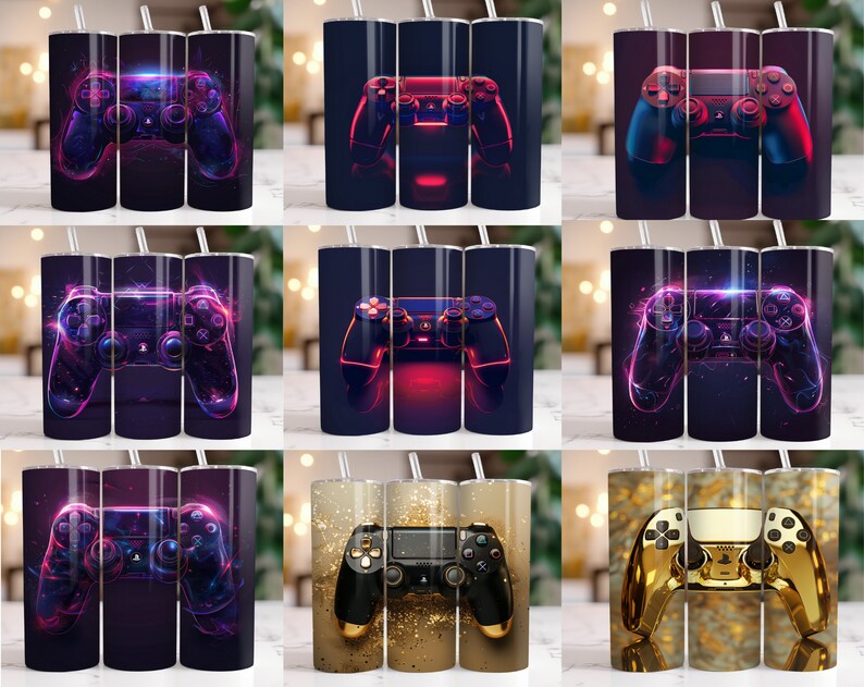 90 + Gamer Tumbler Wrap Bundle, 3D Game Controller Tumbler Wrap, Video ...