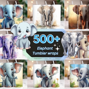 500+ Elephant Tumbler Wrap, 20oz Bundle, Baby Elephant Sublimation Designs, Elephant Seamless Tumbler, Alcohol Ink Elephant PNG vibrant cute