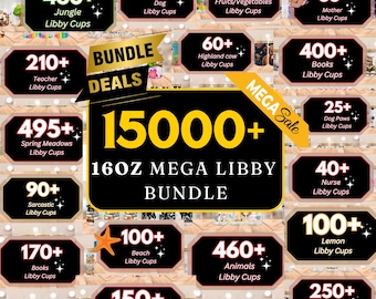 Libbey Glass Can Bundle, Mega Libbey Glass Can Wrap,16oz Glass Can PNG, Glass Cup Sublimation Designs Bundle PNG Files for Cricut Silhouette