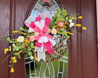 Front door wreath, flower door hanger, summer flowers entryway decor, gift for Mother’s Day, wall home decor, summer wreath, spring wreath