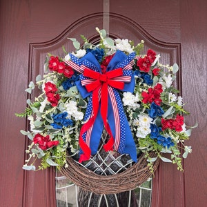 Fourth of July wreath, 4th of July home decor, Independence Day wreath, patriotic porch decor, America veteran, Memorial Day decoration