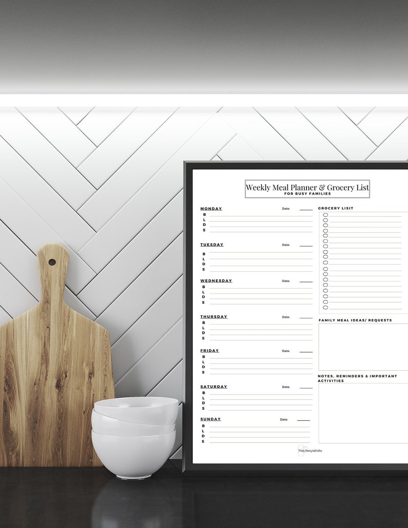 Printable Weekly Meal Planner With Grocery List, Meal Planner for Busy ...