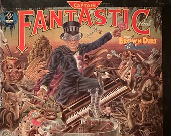 Elton John Captain Fantastic and the Brown Dirt Cowboy, Vinyl Album LP, MCA 2142/734, MCA 1975, Original Poster,Scrap book and Lyrics