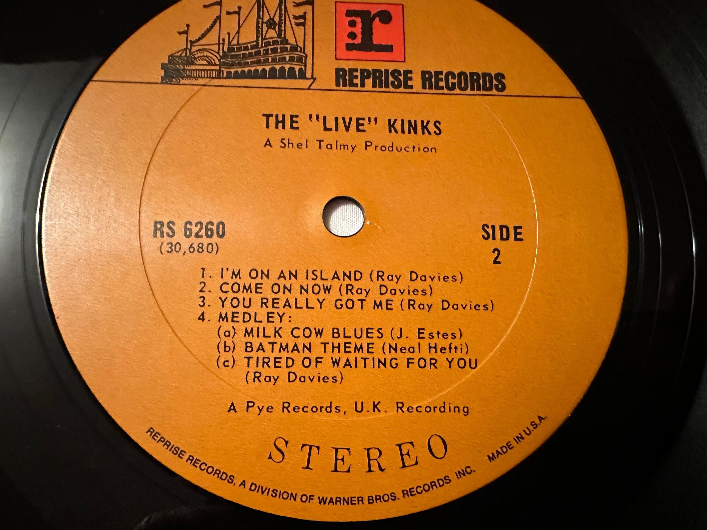 The Kinks,the Live Kinks, Vinyl Album/record, RS 6260, Warner
