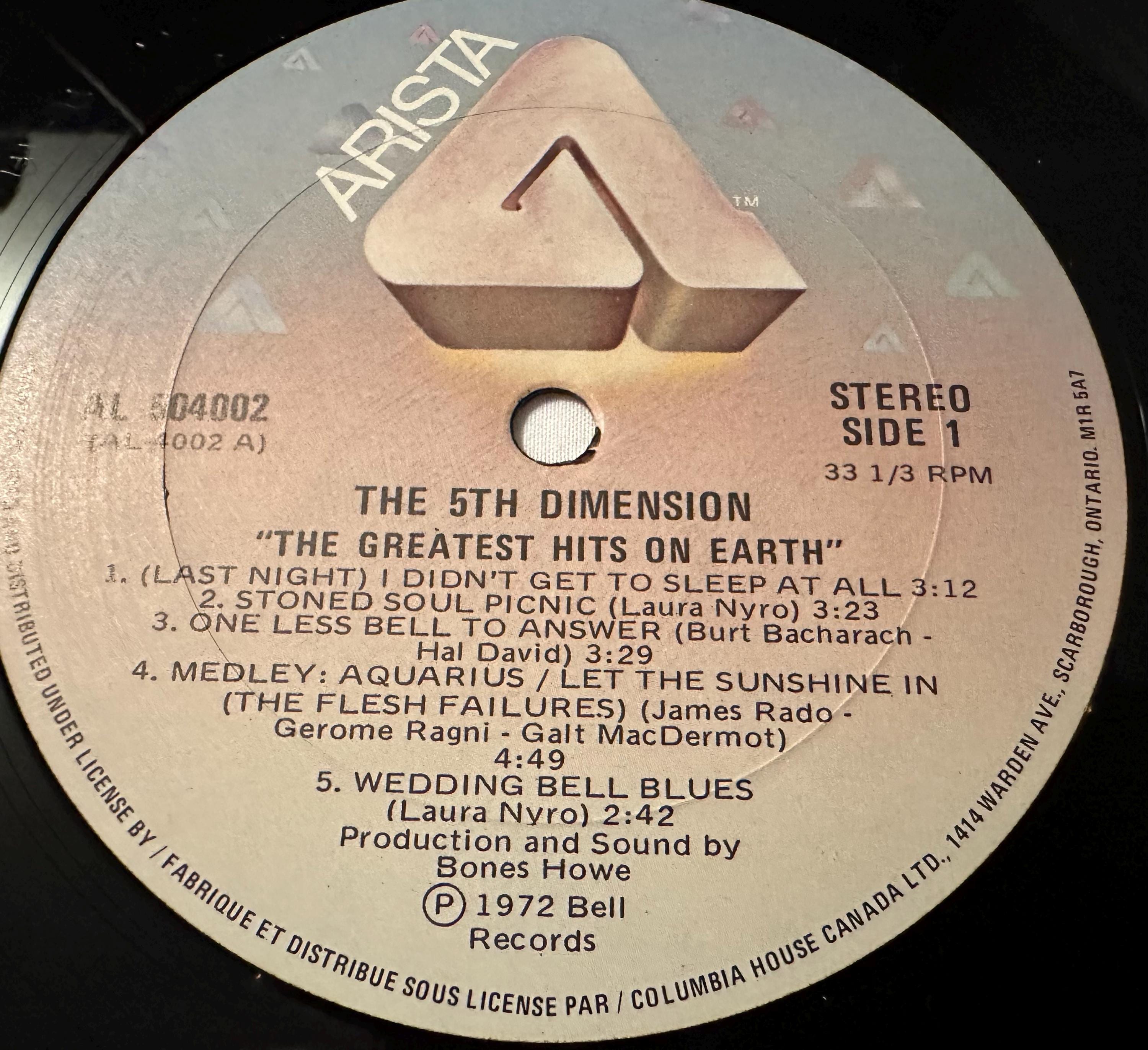 The 5th Dimension, Greatest Hits on Earth, Vinyl Album/record