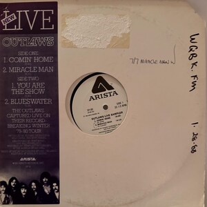 Outlaws Live Sampler, Radio Sampler, Vinyl Album/Record, Arista Records, 1980, SP 80