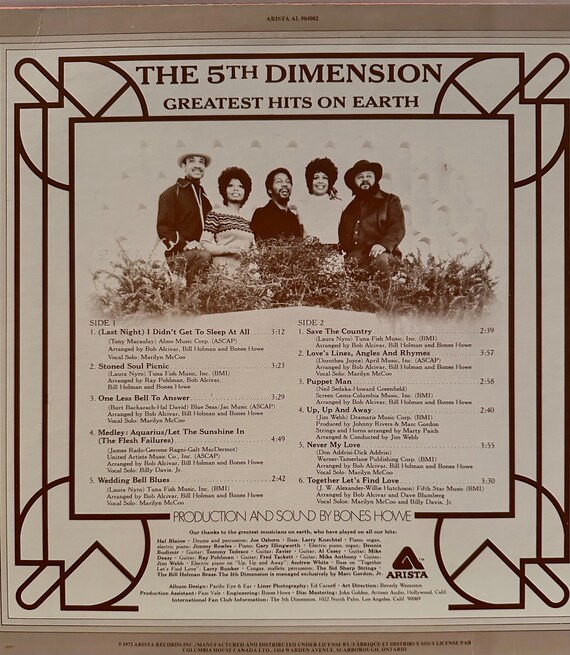 The 5th Dimension, Greatest Hits on Earth, Vinyl Album/record