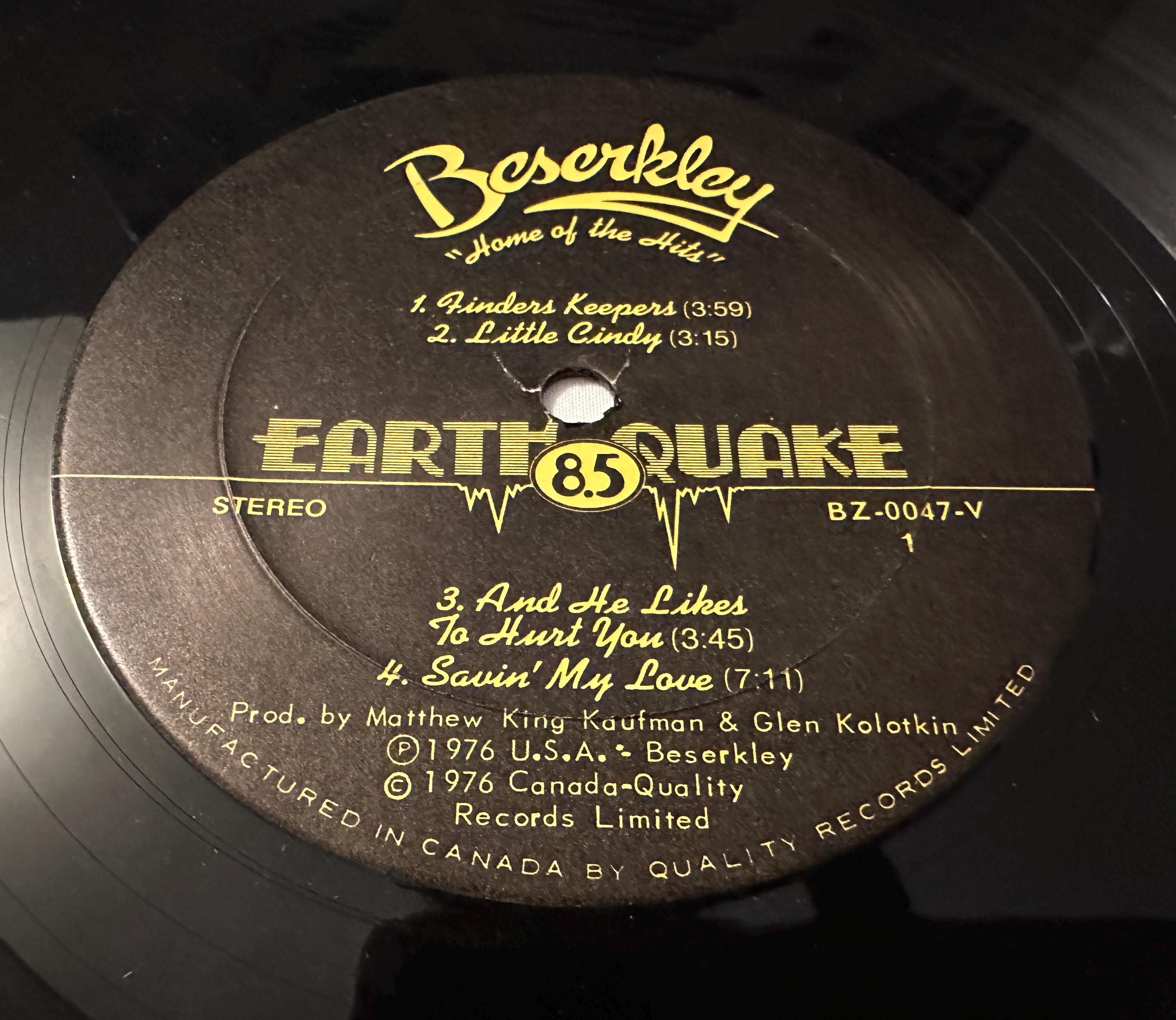 アースクエイク、8.5、ビニールアルバム/レコード、クオリティレコード