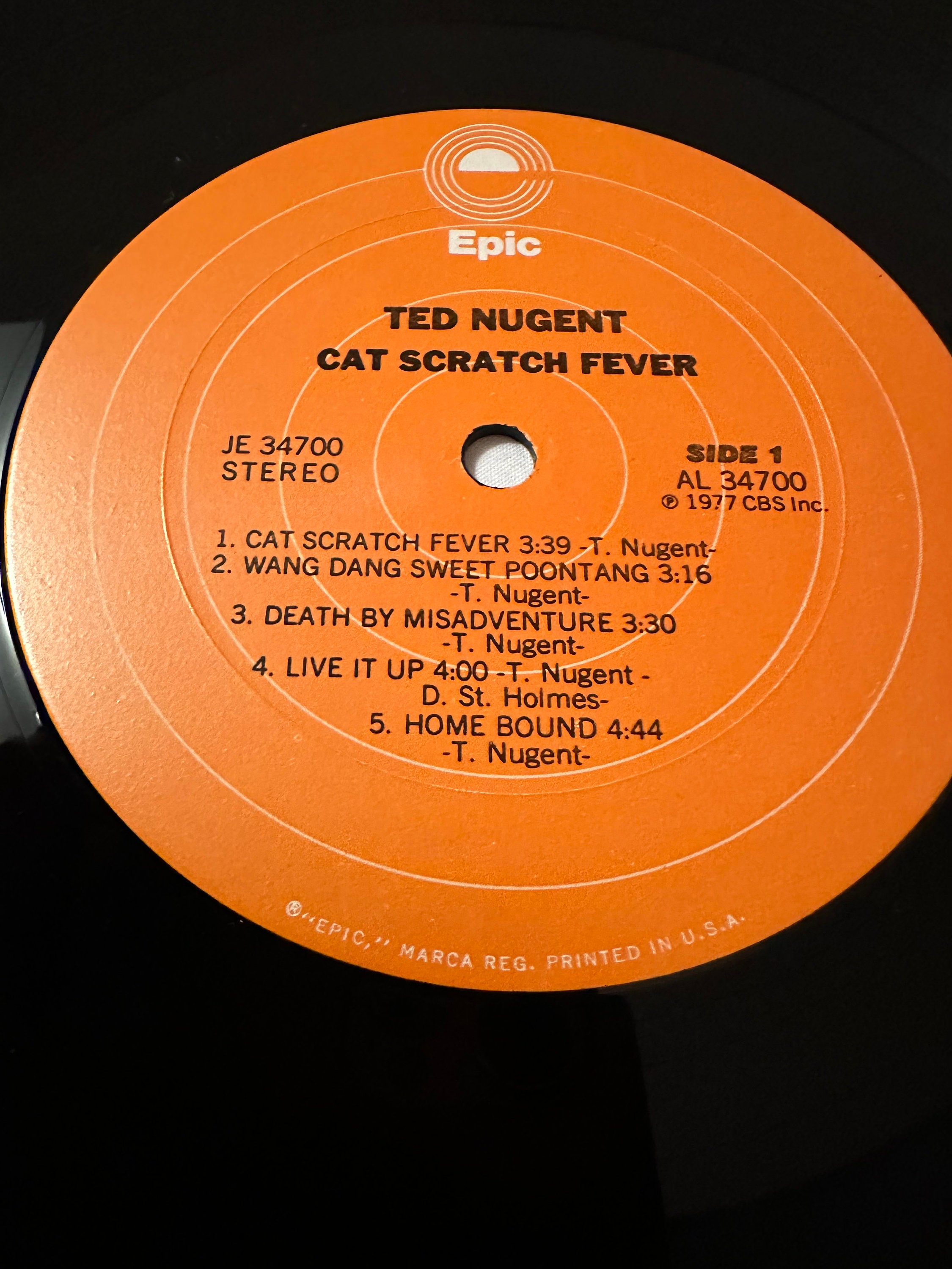 Ted Nugent Cat Scratch Fever Vinyl Album record AL 34700 CBS 