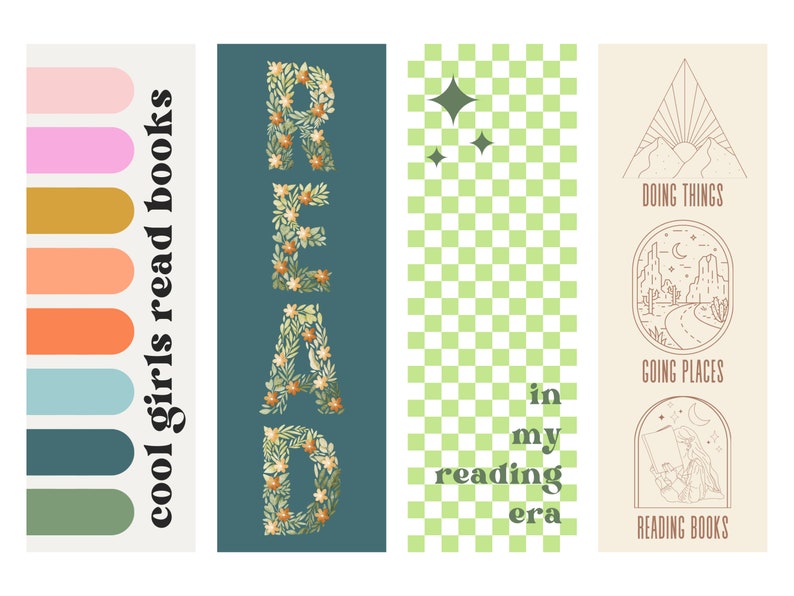 Coll Bookmarks Retro Bookmark Set: 30 Fun Colorful Designs (digital Download) - Etsy