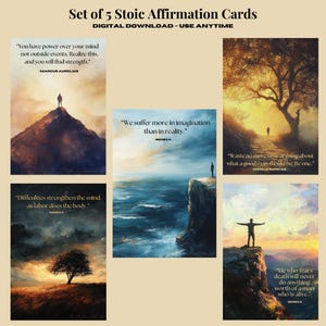 Cartões de Afirmação Estóica - Download Digital - Citações Motivacionais para Imprimir - Cartões de Atenção Plena para Autocrescimento e Meditação