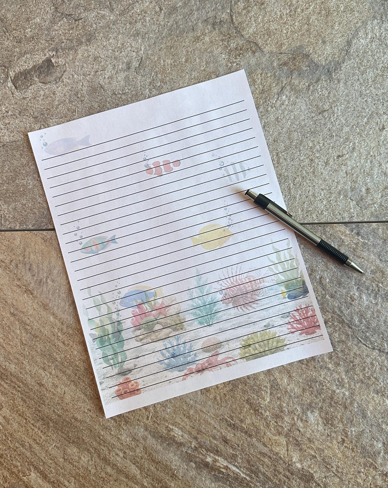 Ocean Fish Stationery Printable Set - Coral, Seaweed & Underwater Art ...