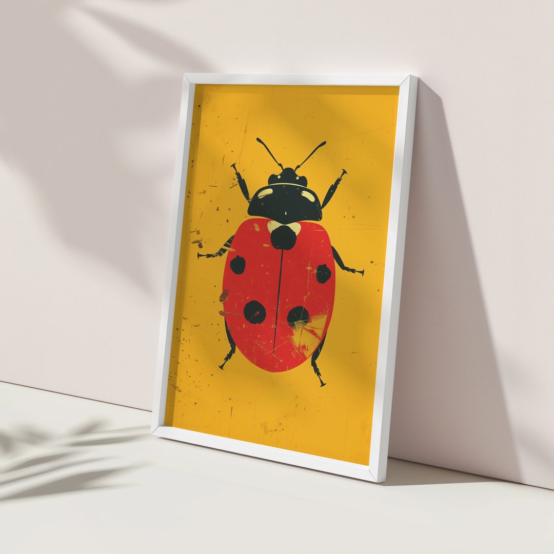 Ladybug | Retro Minimalist Wall Art | Trendy Colorful Vintage Insect ...