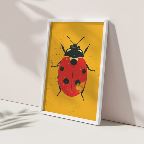 Ladybug | Retro Minimalist Wall Art | Trendy Colorful Vintage Insect Art House Decor | Printable Art | Digital Download