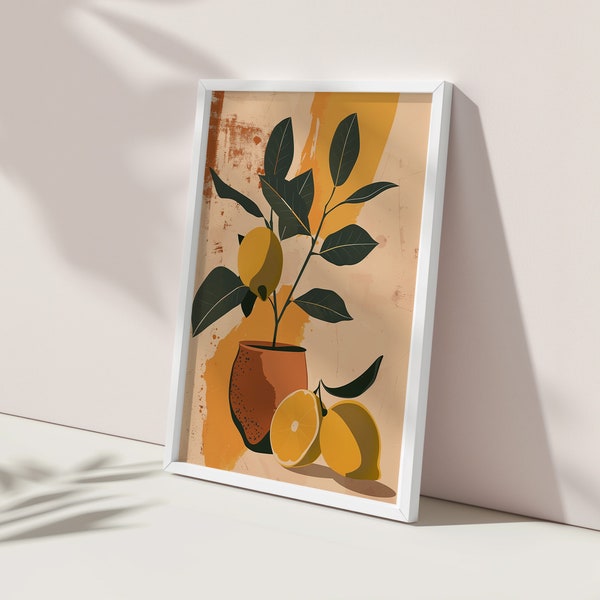 Tropical Citrus | Retro Minimalist Fruit Wall Art | Trendy Warm Colors Vintage Art Summer House Decor | Printable Art | Digital Download