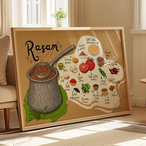 Rasam | South Indian Food | India Poster | Recipe Art | Kitchen Decor | Illustrated Recipe | Pop Art | Housewarming | Cafe | Desi Wall Art