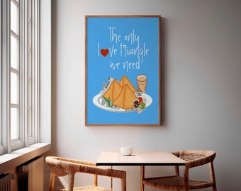Samosa Love Triangle Print: Humorous Indian Food Art (Digital Download)