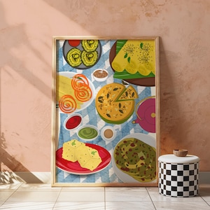 Gujarati Snacks Art Print: Bold Indian Food Illustration (Digital Download