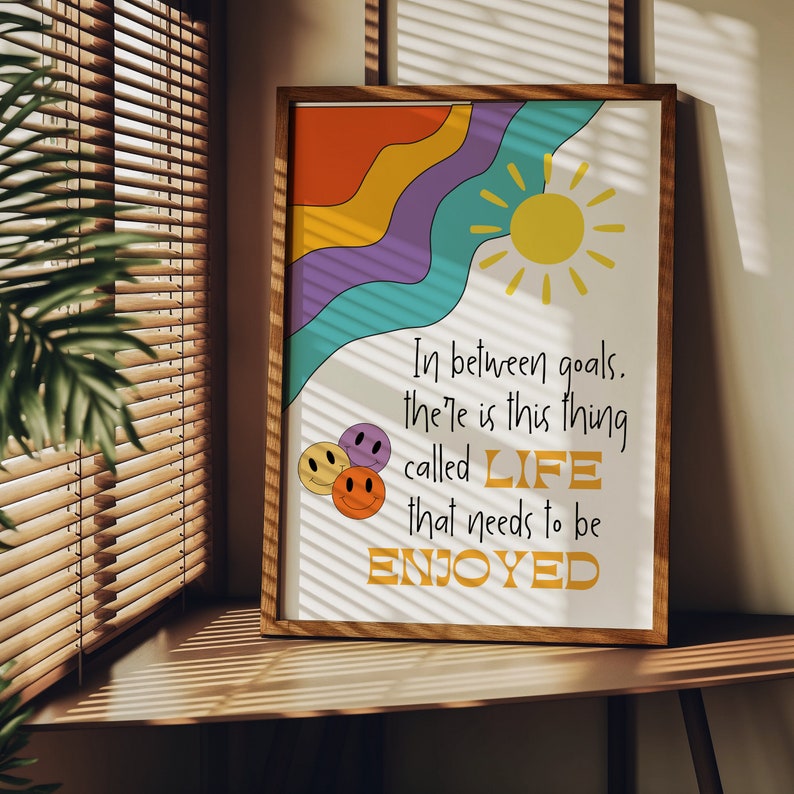 Enjoy Life Poster Motivational Quotes Typography Colorful Wall Art ...