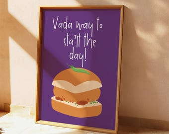 Vada Pav Digital Art Print: Mumbai Street Food Kitchen Decor (Digital Download