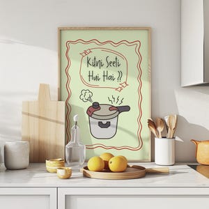 Indian Typography Print, Pressure Cooker, Desi Home Decor, Funny Indian Quote, South Asian Housewarming Gift, Funny Indian Dining room Art