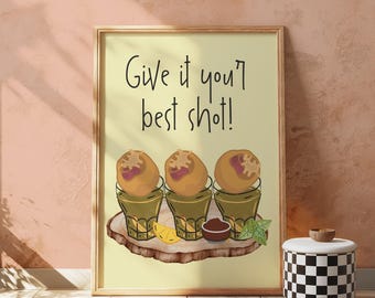Pani Puri Art Print: Indian Food Poster, Kitchen Decor (Digital Download)
