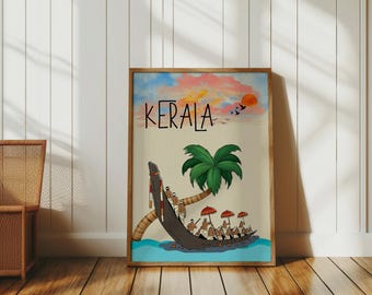 Kerala Backwaters Travel Art Print: Tropical India Wall Decor (Digital Download)