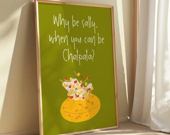Dahi Puri Art Print: Indian Food Poster, Kitchen Cafe Decor (Digital Print)