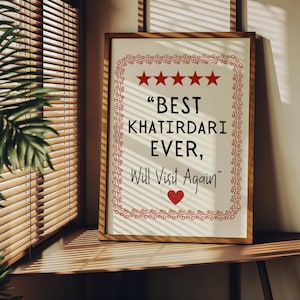 Indian Typography Print - Best Khatirdari Ever, Desi Restaurant Decor, Funny Indian Quote, South Asian Housewarming Gift, Indian Digital Art