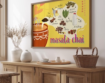 Masala Chai Print: Indian Spices Kitchen Wall Art (Digital Download)