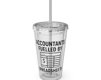 Vaso divertido de 473 ml con pajita para contables. Regalo para contadores públicos. Taza para la temporada de impuestos. Taza de café para la oficina. Regalo de graduación de contabilidad.
