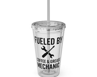 Bicchiere da caffè da meccanico – Tazza da viaggio da 16 once con scritta "Power Your Passion" – Regalo per gli amanti dell'auto – Bicchieri da officina – Divertente tazza da caffè da garage