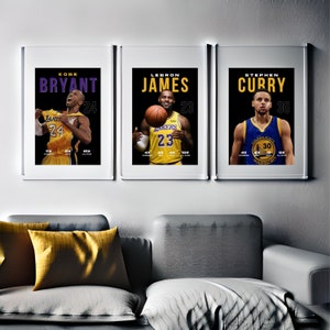 NBA GOATs Bryant LeBron and Curry Poster Bundler Printable NBA Poster Teenager kid basketball gift NBA poster Set of 3 digital posters sport