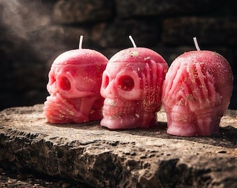 Juego de 3 velas con forma de calavera, No ver, no oír, no hablar del mal, decoración gótica, rituales de protección.
