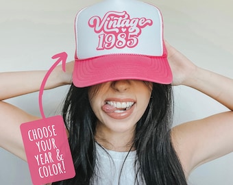 Vintage 1985 Trucker Hat Retro 40th Birthday Trucker Hat Retro 1985 Trucker Hat Pink 40th Birthday Gift 40th Birthday Decoration Black Green