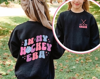 Sudadera de hockey sobre hielo con cuello redondo para niña, ideal como regalo de Navidad para niña pequeña, ideal como regalo para hija.