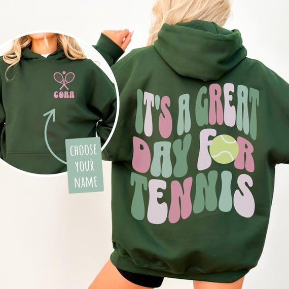 Women Tennis Hoodie for Adult Tennis Player Gift for Her Trendy Tennis Tote Bag For Tennis Team Gift for Girl Tennis Shirt Personalized Name
