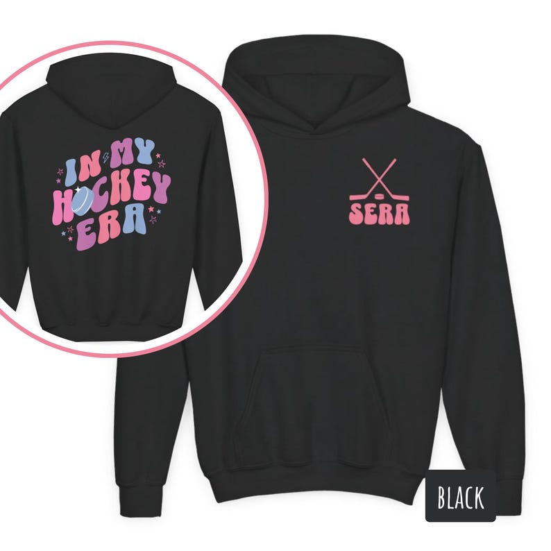 Moletom personalizado "Girl In My Hockey Era" para meninas de hóquei, camisa com nome personalizado, camisa para crianças, suéter de hóquei para meninas jogadoras de hóquei imagem 6