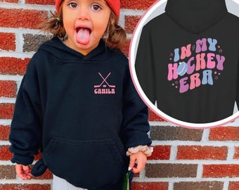 Sudadera con capucha de hockey para niña pequeña, sudadera de hockey sobre hielo juvenil para niña patinadora, ropa personalizada para niña pequeña, sudadera de hockey para niña, equipo de hockey para niña