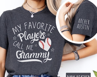Baseball Grammy Personalized Shirt Custom T Shirt Summer Tshirt for Baseball Grandma Shirt Gift for Nana from Baseball Player Grandchildren