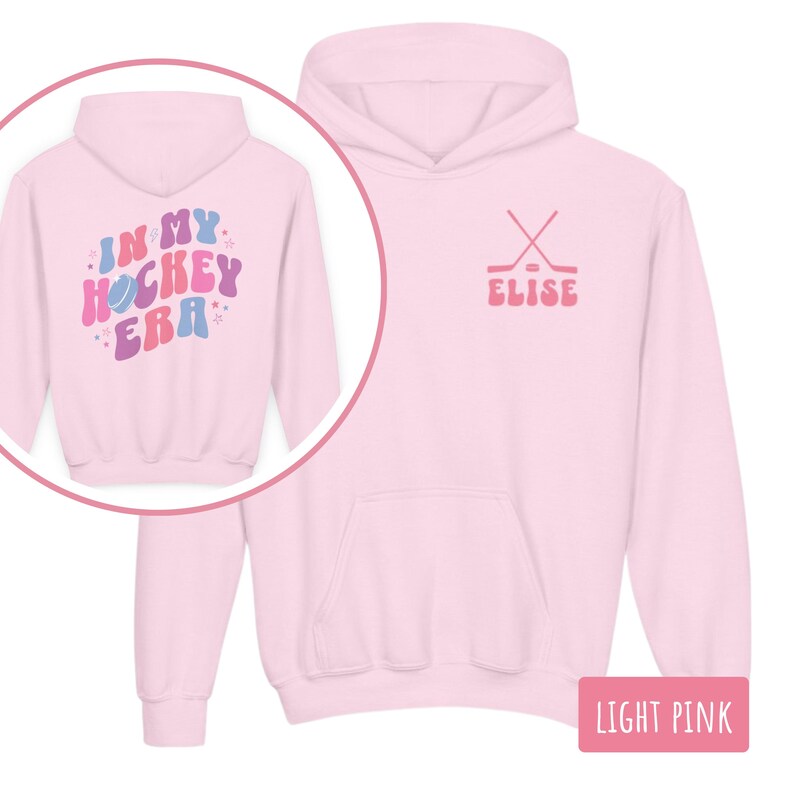 Moletom personalizado "Girl In My Hockey Era" para meninas de hóquei, camisa com nome personalizado, camisa para crianças, suéter de hóquei para meninas jogadoras de hóquei imagem 5