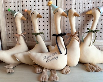 Goose Birthday Decor 1st Birthday Gift for Baby Boy Goose Plushie with Hat Sitting Stuffed Animal Goose Themed Baby Shower Favors for Guests