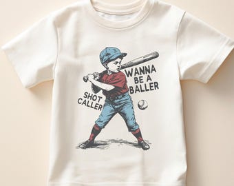 T-shirt enfant en bas âge pour enfant T-shirt pour joueur de baseball T-shirt rétro pour garçon Cadeau de l'équipe de baseball pour joueur de balle T-shirt enfant rétro pour lui