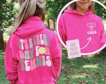 Child Tennis Hoodie for Girl Tennis Player Gift for Kid Trendy Tennis Tote Bag For Tennis Team Gift for Girl Tennis Shirt Personalized Name