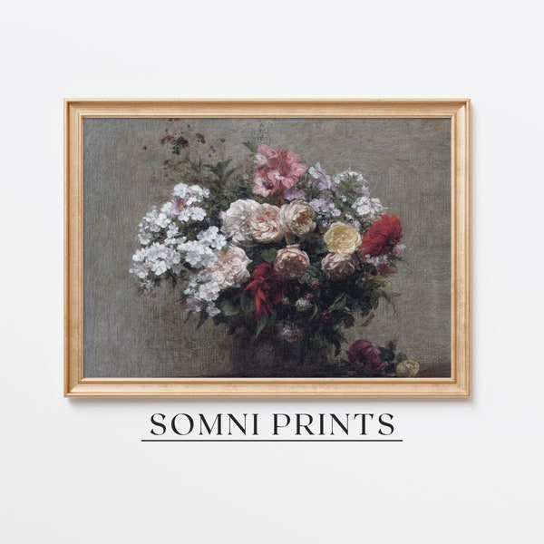 Floral Art Print • Classic Bloom Still Life • Antique Garden Canvas • Romantic Flower Artwork • Somni 3-27