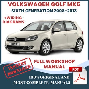 Volkswagen Golf Mk6 2008-2013 Car Repair Manual: Workshop + Wiring Service DIY Guide & Maintenance, Instant Download PDF